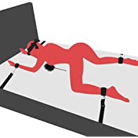 Bondage esclavitud- Paloqueth restricciones de cama con máscara para los ojos (negro)